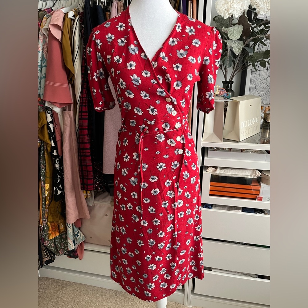 Rouje Red Floral Midi Dress